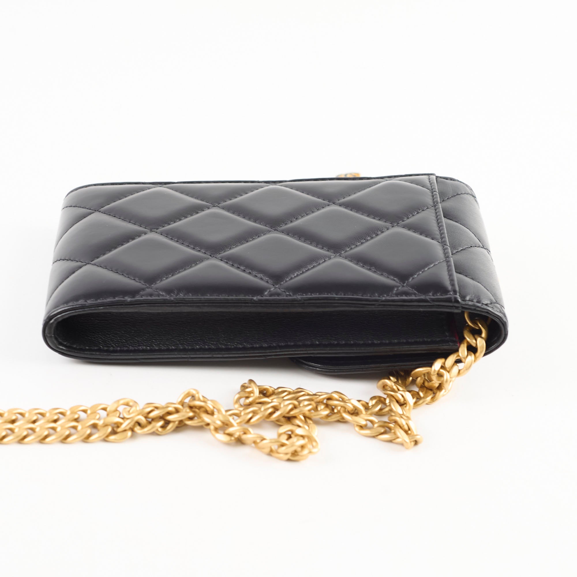 Chanel CC Flap Phone Holder Crossbody Bag for Women - Black Leather with Gold-Tone Hardware - Perfect for Everyday Use, Travel & Shopping