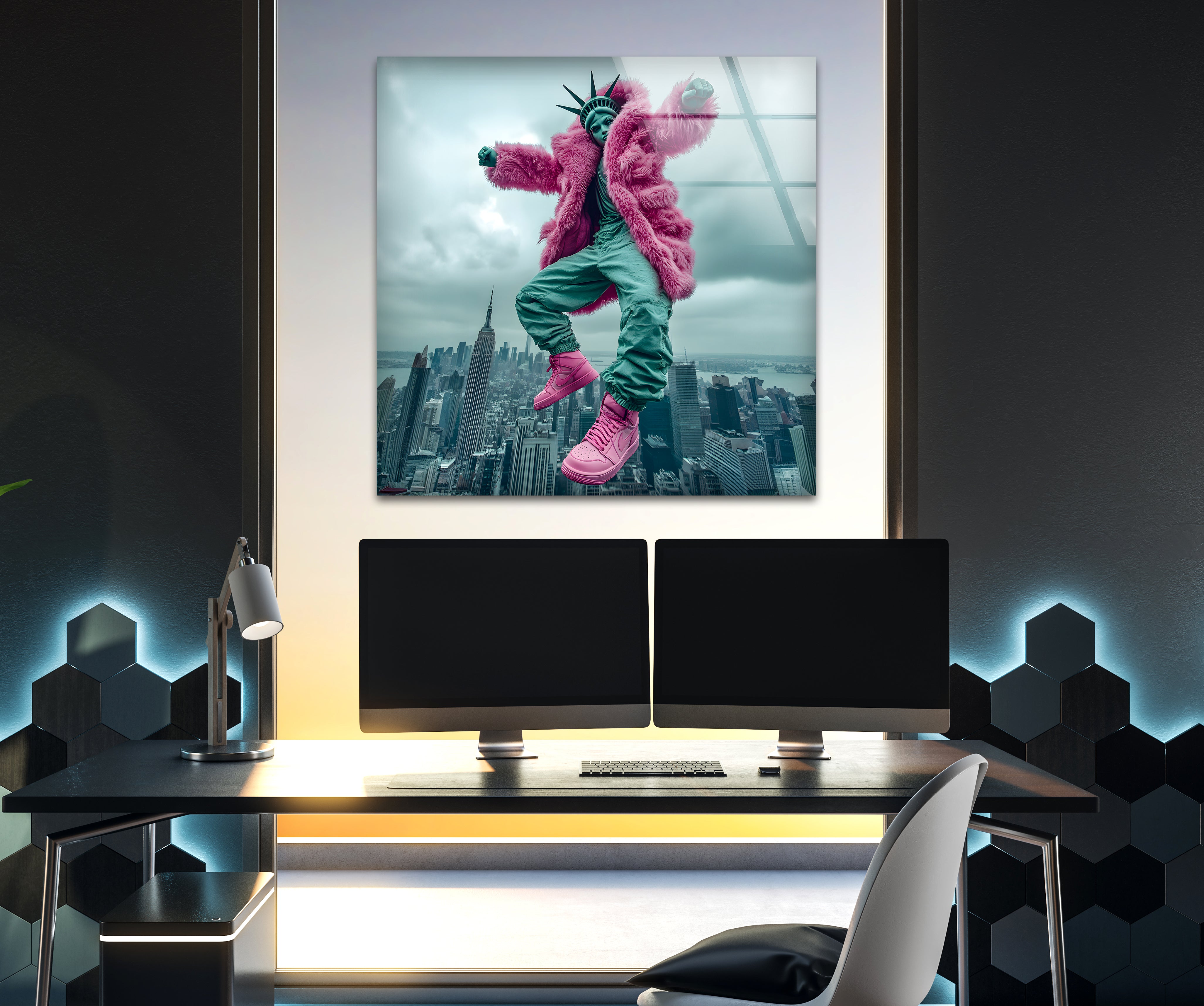 Modern Glass Wall Art - Handcrafted Abstract Design for Home & Office Decor | Perfect for Living Room, Bedroom, or Workspace