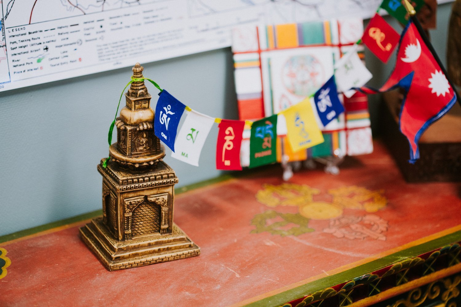 Premium Wooden Table Top Altar Stupa - Handcrafted Buddhist Meditation Decor for Home, Office & Spiritual Spaces