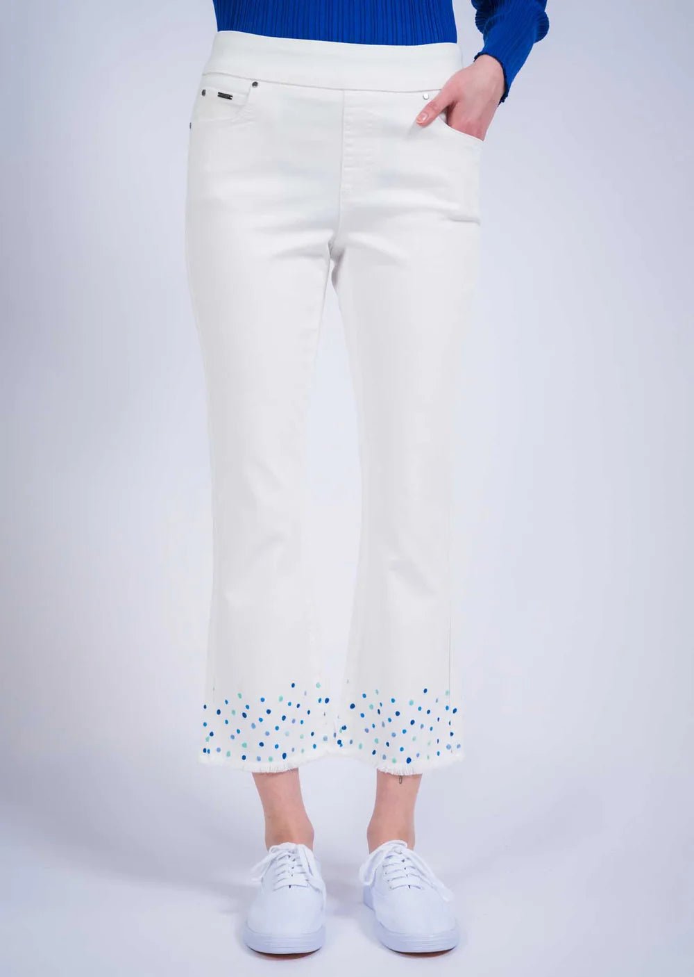 Hampton Twill Trouser with Blue Dot Detail - Classic Comfort Pants for Business Casual & Office Wear