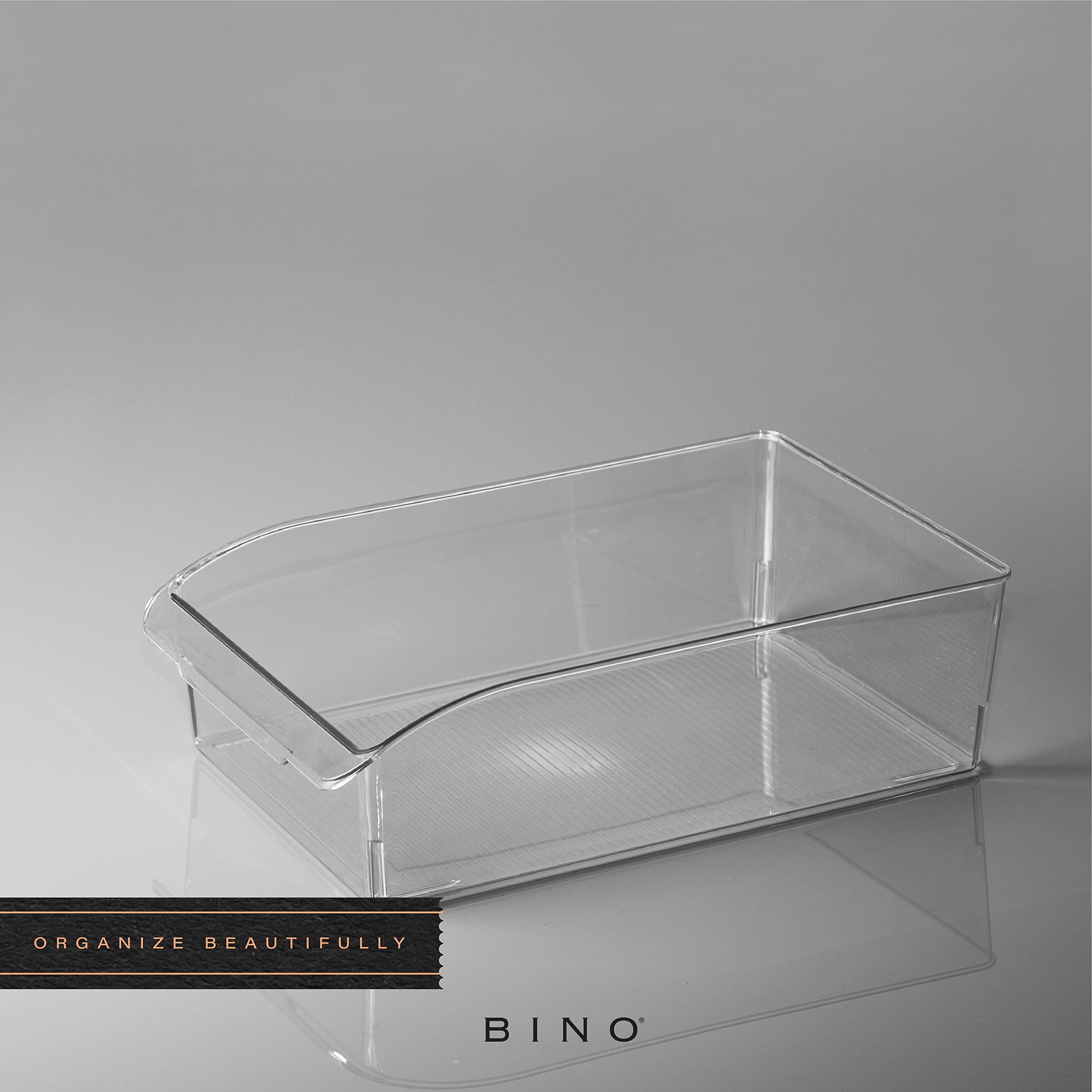 BINO Plastic Storage Bins Medium - The Curve Collection | Multi-Purpose Organizer Bins for Kitchen, Pantry & Home | Durable Fridge & Pantry Organization Containers | Perfect for Food Storage, Closet Organization & Household Items