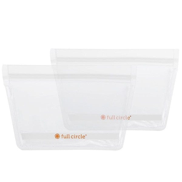 Eco-Friendly Full Circle ZipTuck Reusable Snack Bags 2-Pack - Clear BPA-Free Food Storage for Kids Lunch, Travel & On-the-Go Snacks