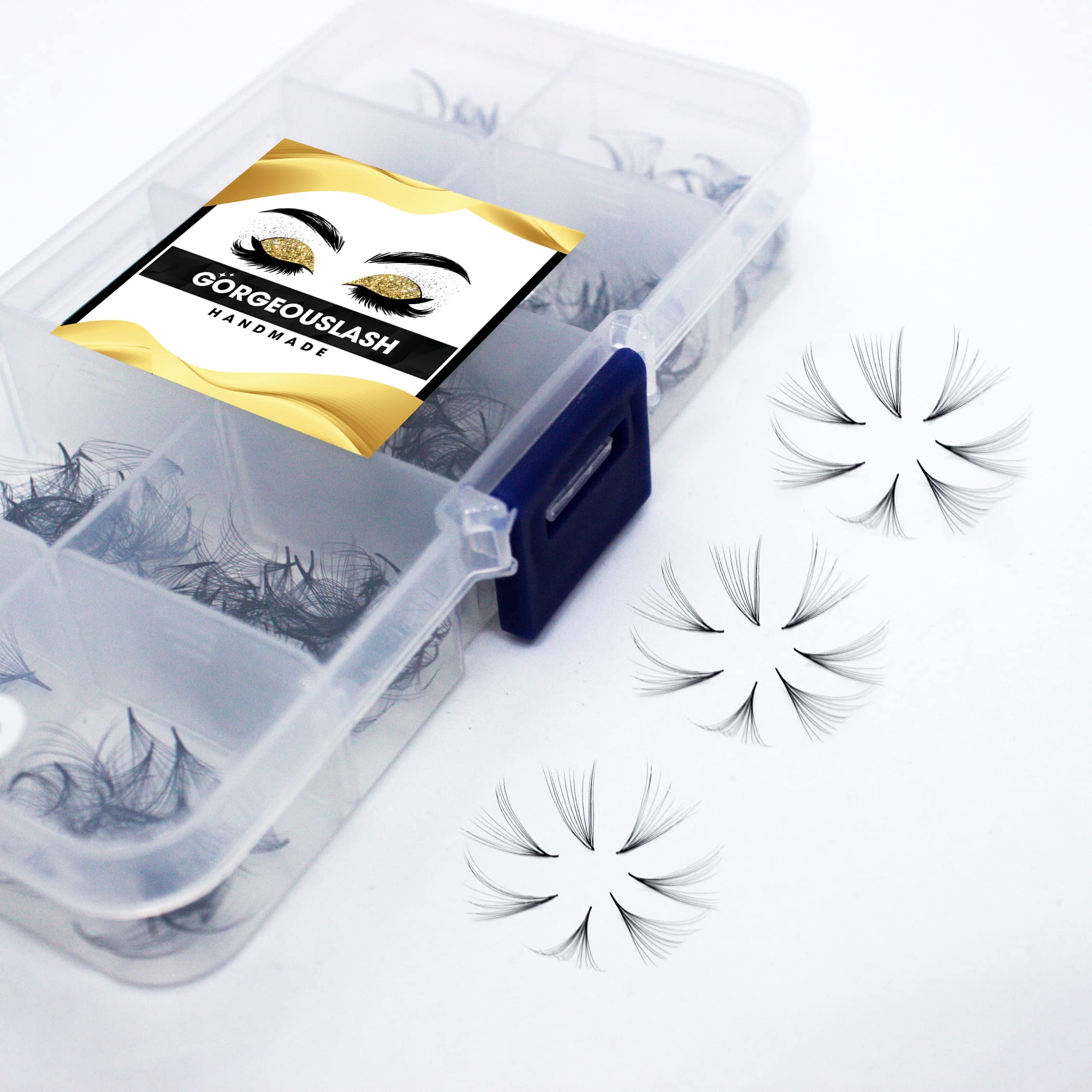 Premium 1000 Pcs Handmade Eyelash Extension Fans - 3D to 10D Multi-Length Lashes (8D Curl C, 18mm) for Volume Lash Sets - Perfect for Salon Professionals & DIY Lash Artists
