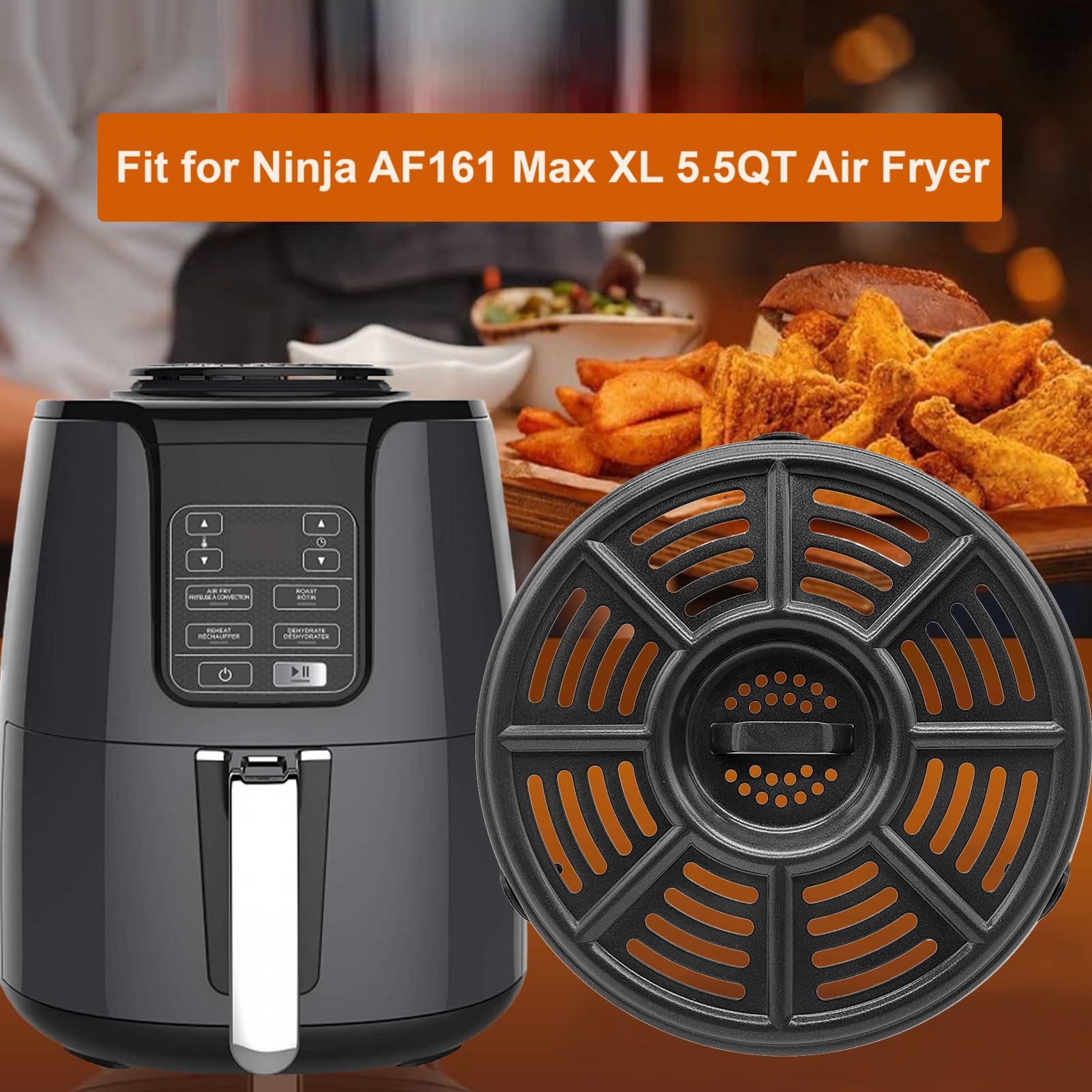 5.5QT Air Fryer Crisper Tray for Ninja AF161 5.5 Quart Air Fryers - Upgraded Nonstick Dishwasher Safe Grill Pan & Crisper Plate Rack Insert | Perfect for Healthy Cooking, Crispy Snacks & Family Meals