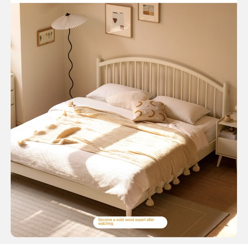 Solid Wood Bed Frame - Beech or Poplar - Queen/King Size - Modern & Sturdy Design for Bedroom, Guest Room, or Dorm - Free Shipping & Easy Assembly