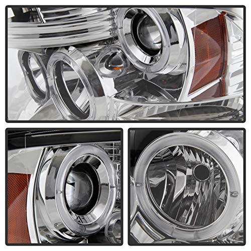 XTune LED Halo Headlights for Dodge Ram 1500 2009-2016 - Chrome/Clear Lens - High Performance Replacement Headlights for Night Driving & Off-Road Adventures