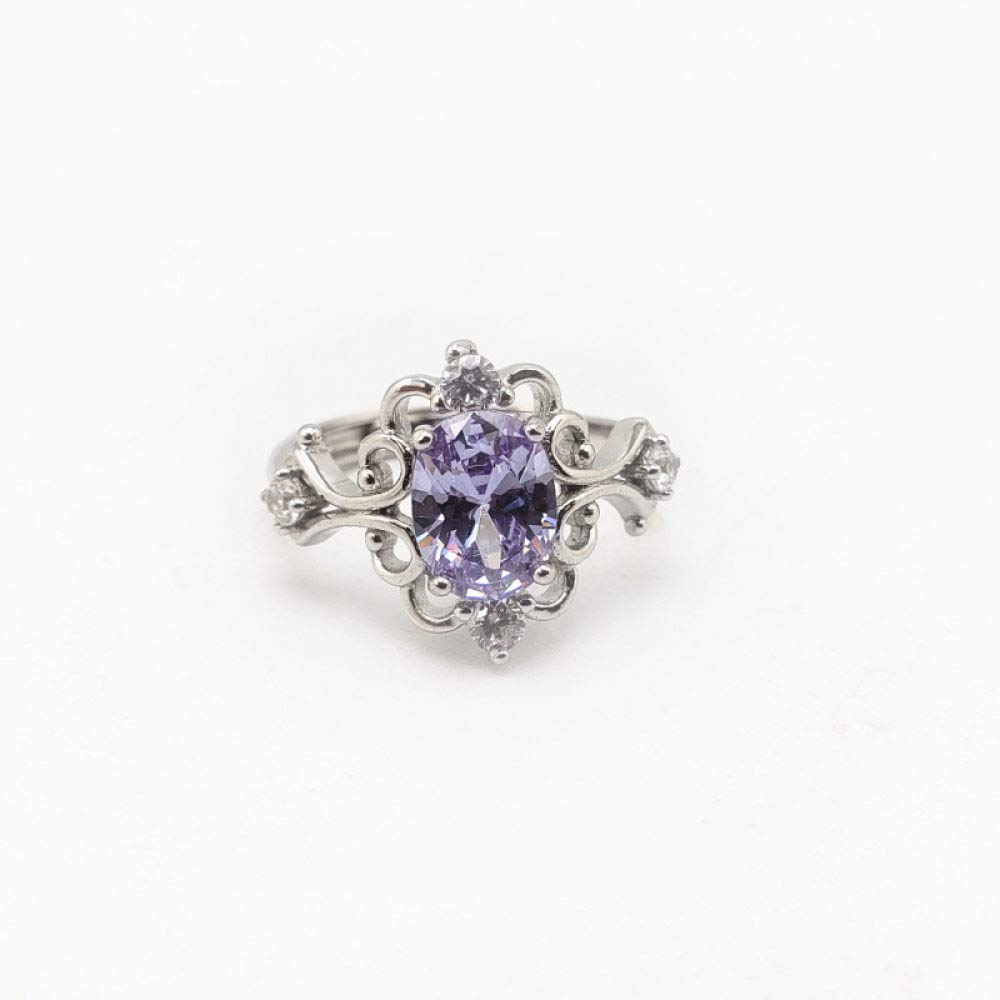 ESCYQ Adjustable 925 Sterling Silver Flower Ring with Purple Gemstone - Vintage Fashion Jewelry for Women - Perfect for Graduation, Dinner, Birthday Party Gifts & Everyday Wear
