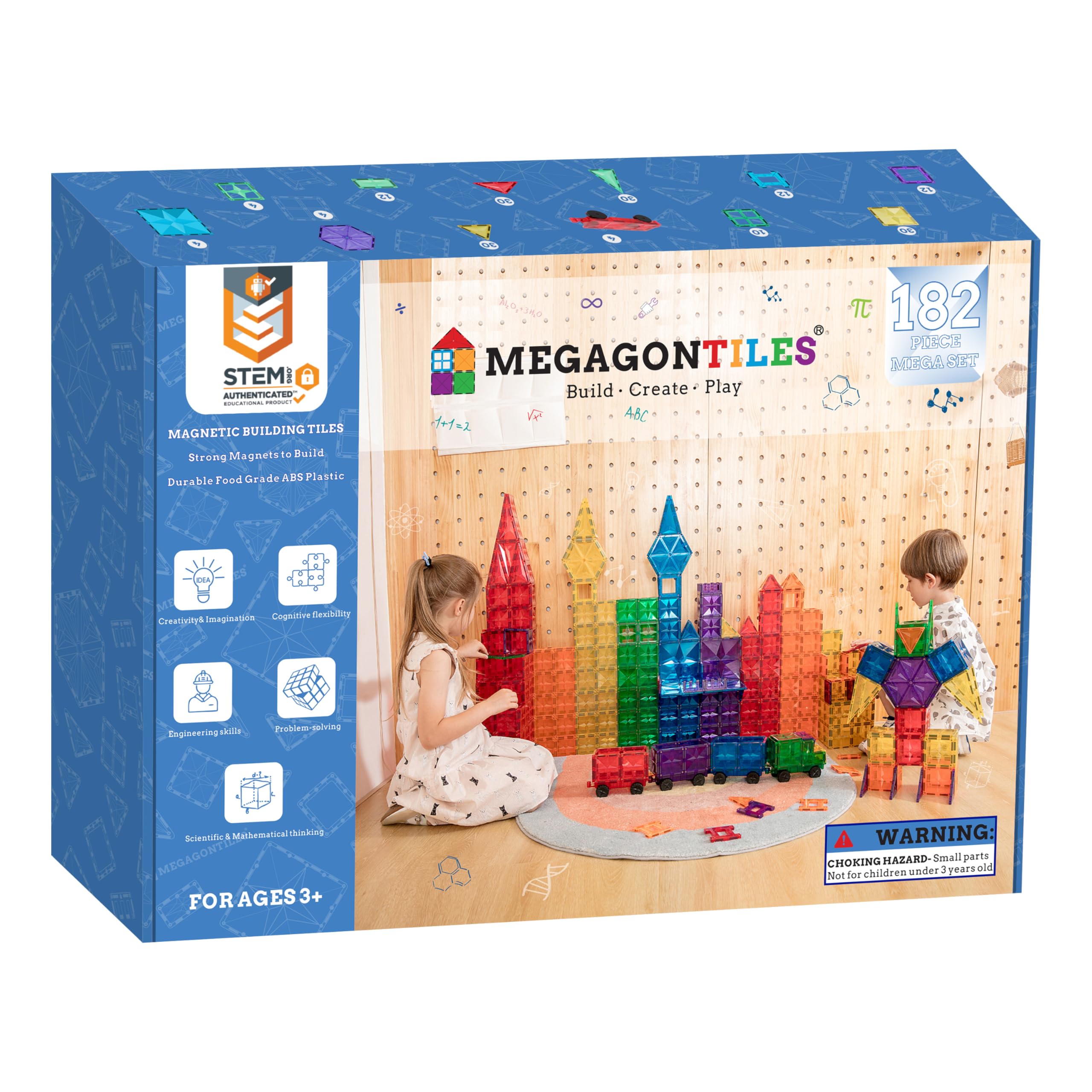 Premium Magnetic Building Tiles for Kids - STEM Educational Toys, 100-Piece MEGA Magnet Blocks Set for Toddlers & Children Ages 3-10 | Creative Construction Play for Boys & Girls | Perfect for Classroom, Home Learning & Birthday Gifts