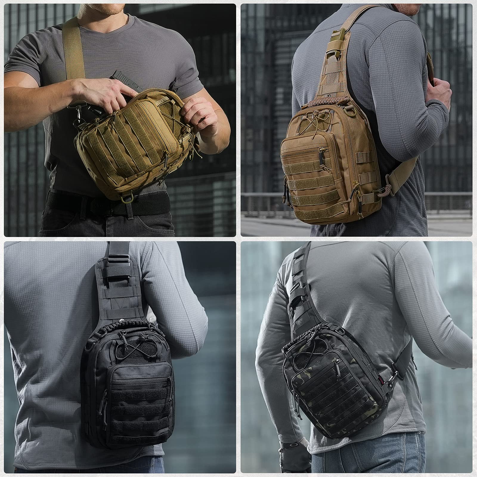 Tactical Sling Backpack - Military Molle Shoulder Bag - 1050D Nylon Rover Assault Range Pack - Perfect for Outdoor, Hiking, Hunting & Travel