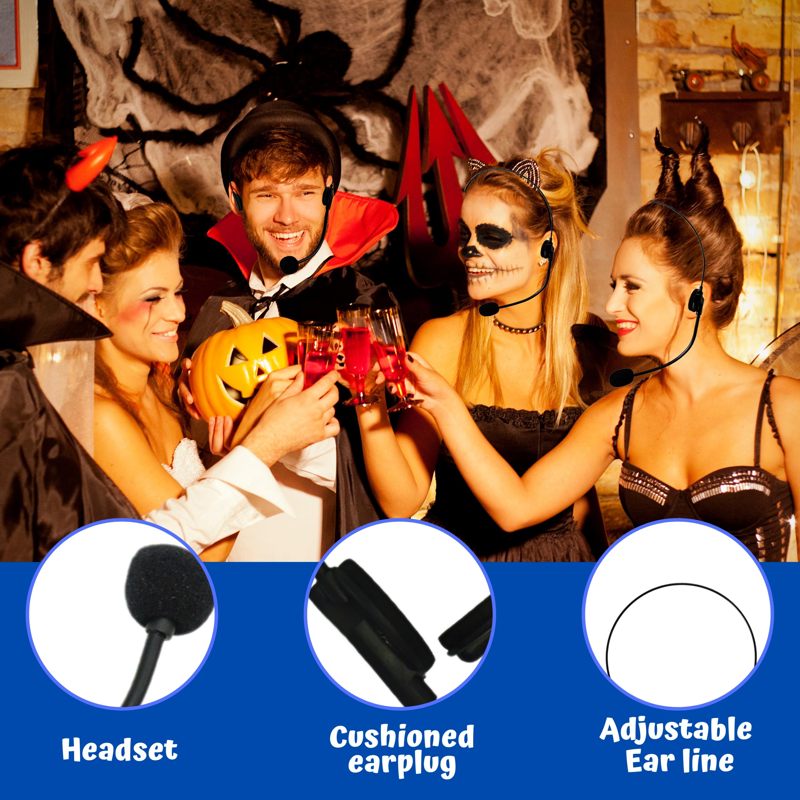 4E's Rockstar Costume Set - Fake Microphone & Headphones for Kids & Adults | Halloween, Cosplay, Music Party, Stage Performance, Themed Events