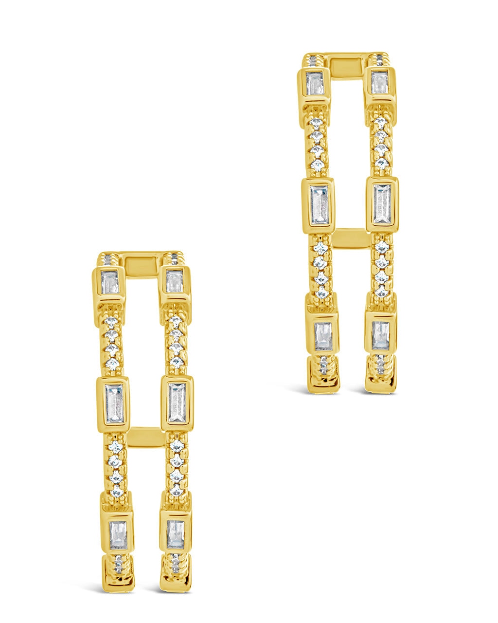 Neah CZ Station Hoop Earrings - Sparkling Cubic Zirconia Stud Earrings for Women, Perfect for Parties, Weddings & Everyday Wear