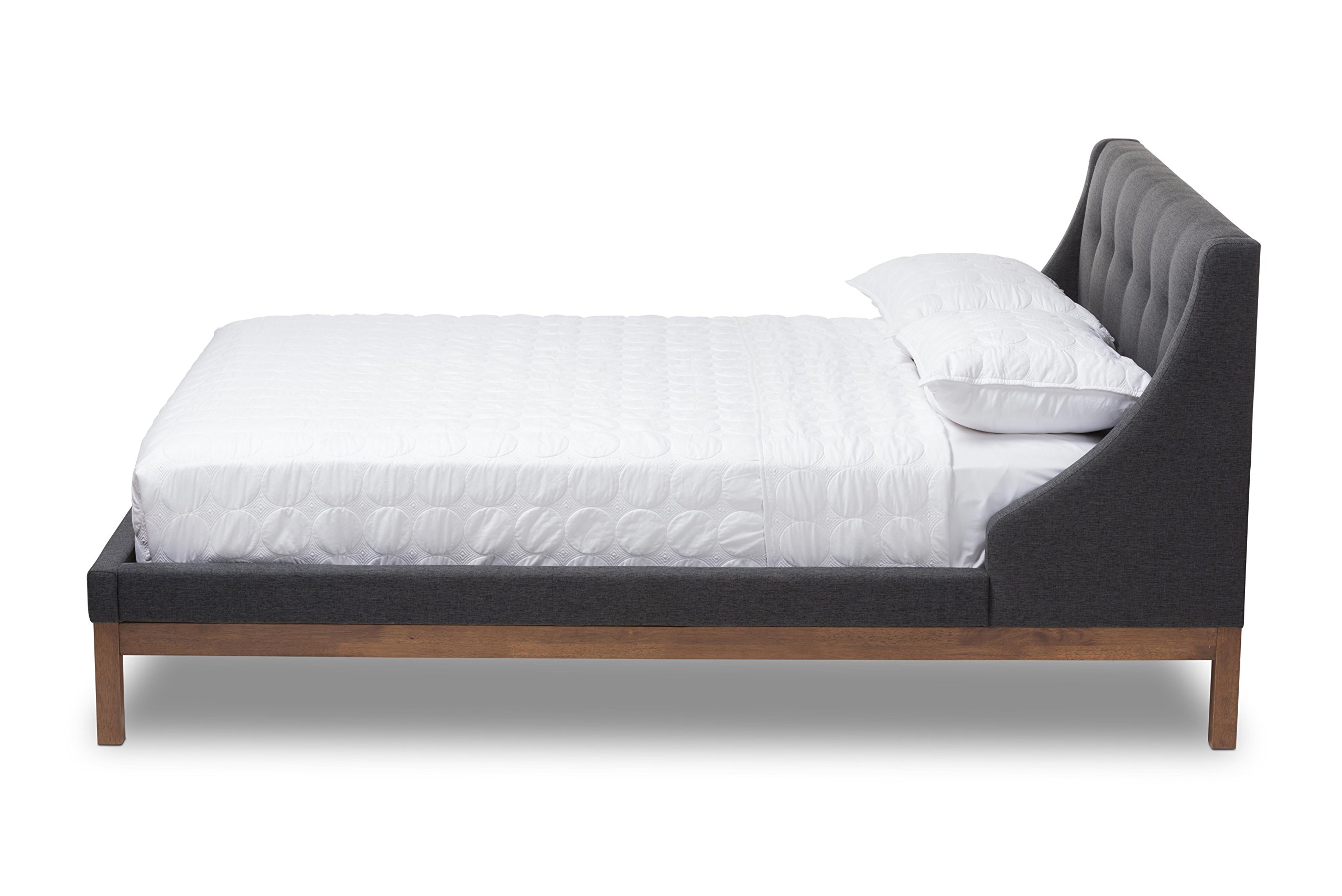 Baxton Studio Chartres Modern Platform Bed Frame - Queen Size, Dark Gray Finish - Perfect for Contemporary Bedrooms & Small Spaces