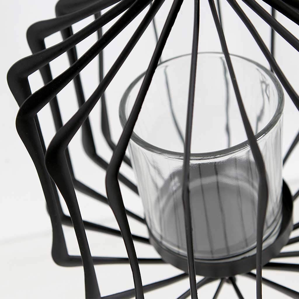 Modern Minimalist Wrought Iron Candle Chandelier - 35cm Chain Black Candle Holder for Home, Garden & Cafe Decor - Elegant Wall Sconces for Romantic Ambiance, Wedding & Outdoor Lighting
