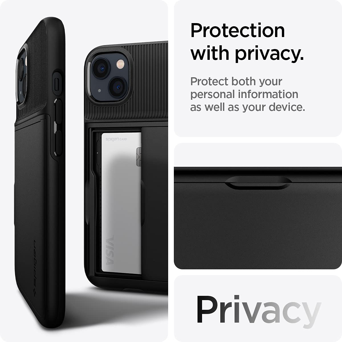 Spigen Slim Armor CS iPhone 13 Case (2021) - Protective & Slim Design with Card Slot | Perfect for Everyday Use & Travel | Black