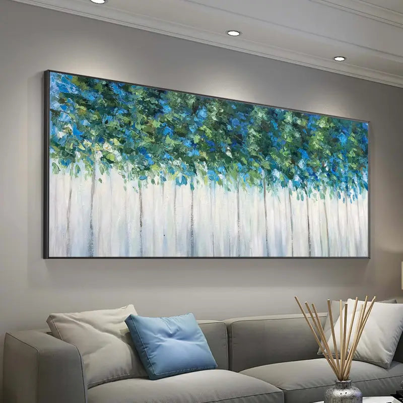 Beautiful Flower and Tree Painting #FT026 - Handmade Canvas Art for Home Decor, Living Room, Bedroom & Office Wall