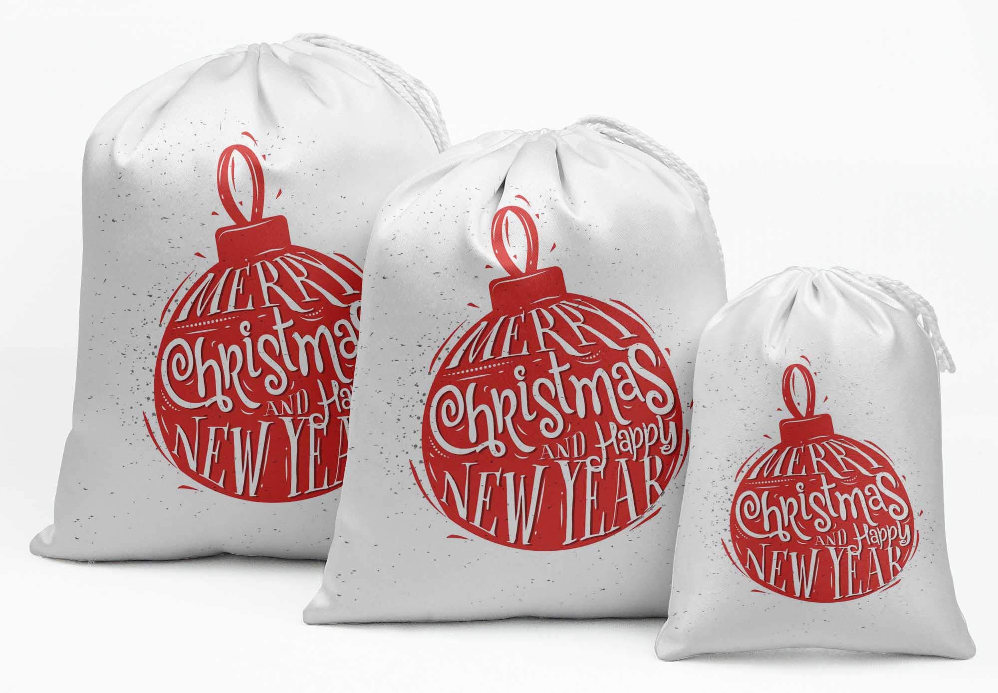 15-Piece White Happy New Year & Christmas Party Favor Bags - Candy Pouches for Holiday Gifts, Decorations & Party Supplies | Perfect for Celebrations, Gift Wrapping & Festive Events