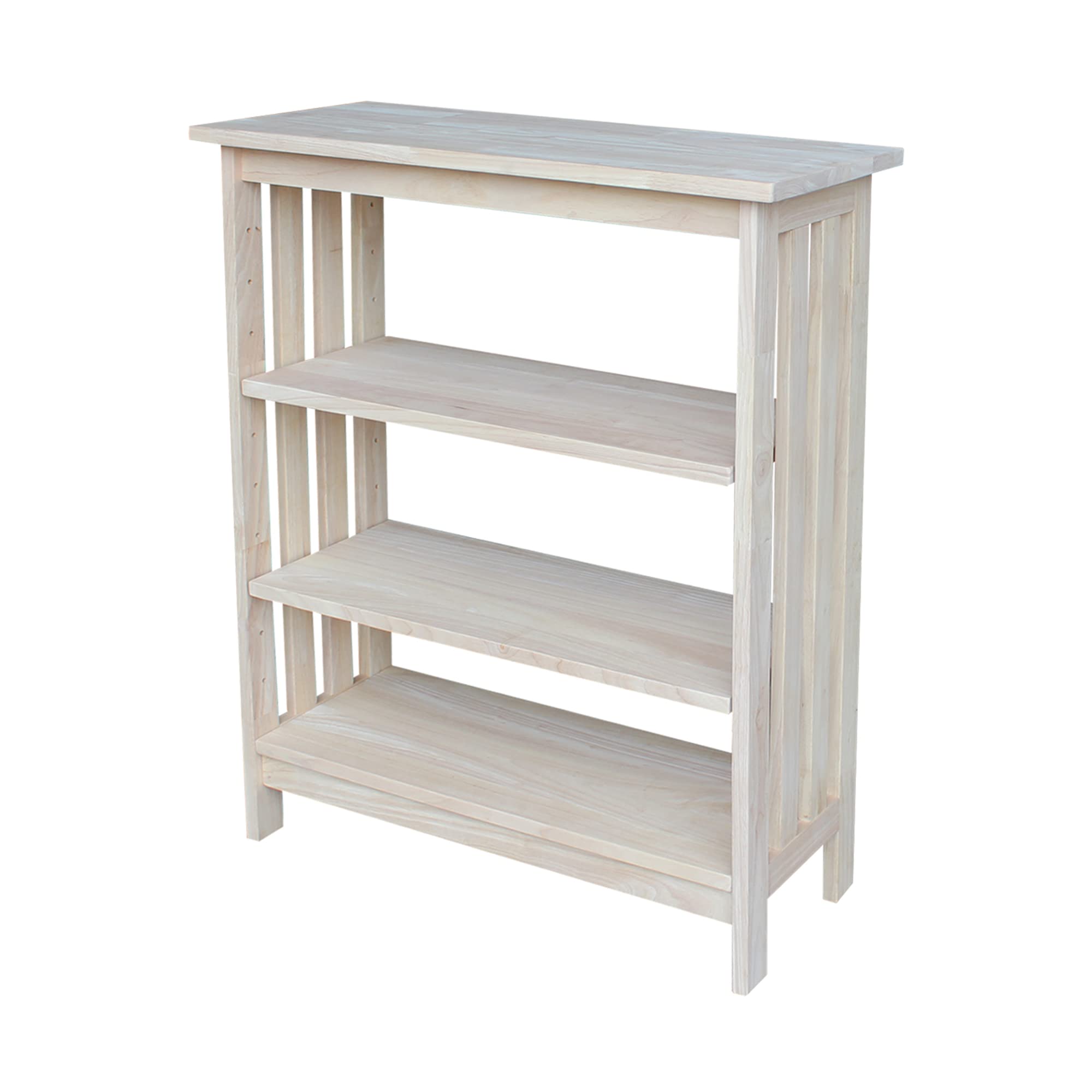 International Concepts 3-Tier Mission Shelf Unit - Unfinished Wood Storage Organizer for Living Room, Bedroom & Office | Rustic Home Decor
