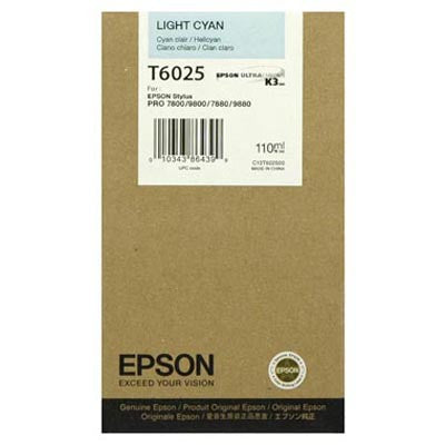 Epson T602500 Light Cyan Ink Cartridge 110ml - Compatible with Epson 7800/7880/9800/9880 Printers - Perfect for Photo Printing, Graphic Design & Professional Art Projects