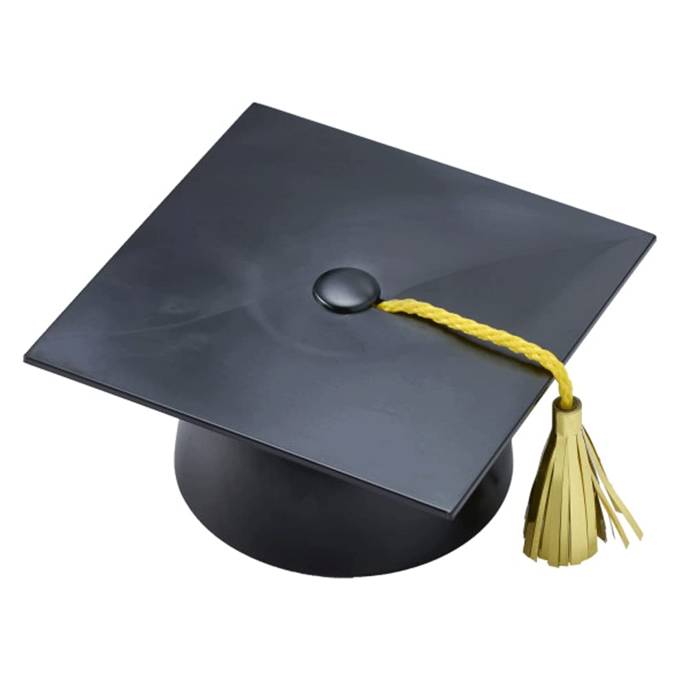Black Plastic Graduation Cap Cake Topper with Large Paper Diploma - Perfect for Graduation Party Decorations, School Celebrations & Commencement Cakes
