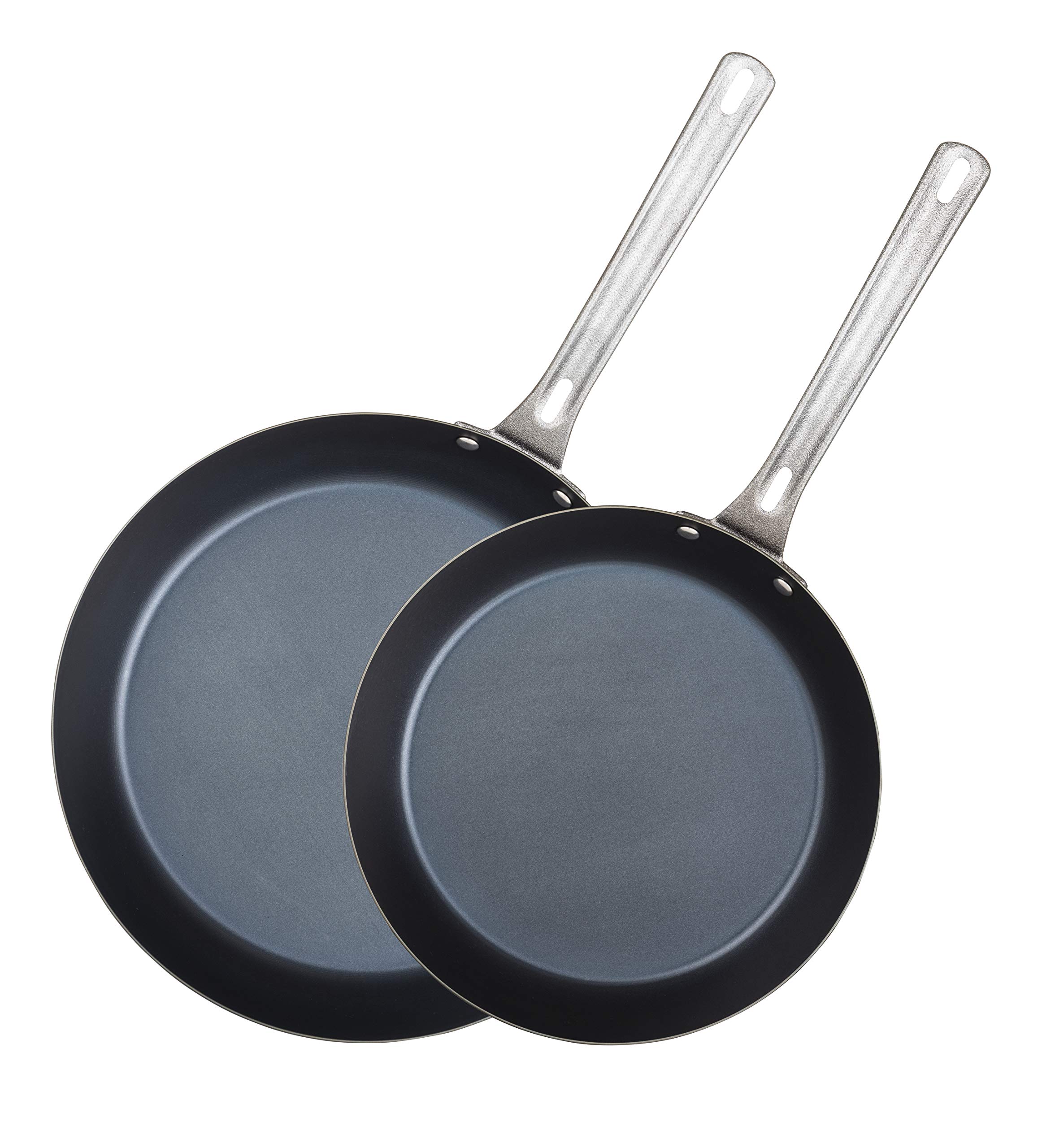Premium Viking Non-Stick Frying Pans Set - 10 & 12 Inch Blue Carbon Steel Cookware with Black Coating - Professional Kitchen Essentials for Searing, Frying & Sauteing - Perfect for Home Chefs & Restaurant Use