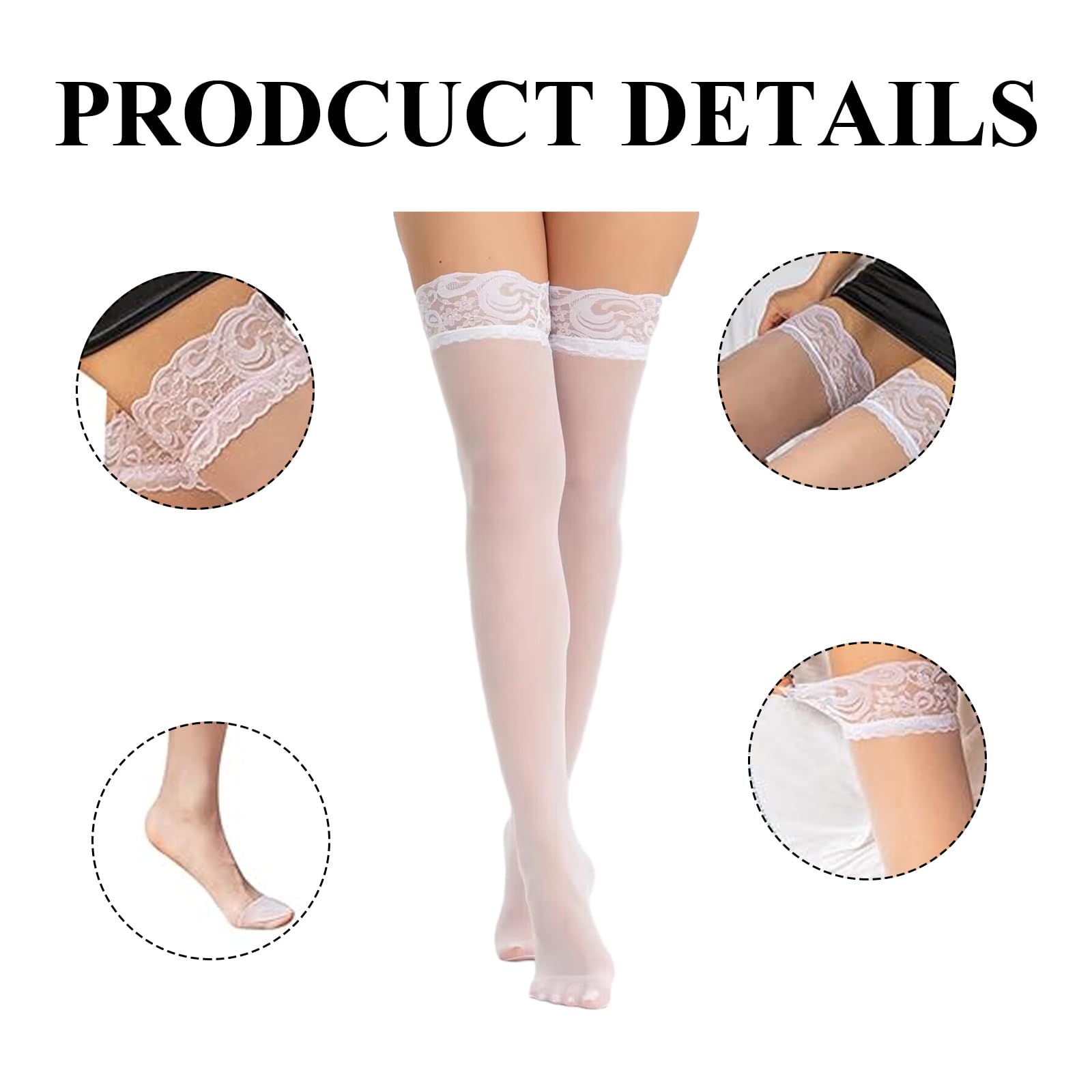 Sexy Women's Thigh High Stockings - Lace Top Socks for Heels, Anti-Slip Long Socks, Fashionable Legwear for Cheerleaders & Crossdressers - Perfect for Cosplay, Date Nights & Special Occasions