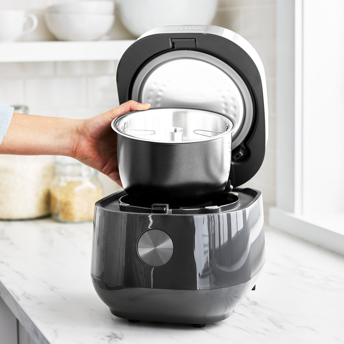 Bistro 8-Cup Low Carb Rice Cooker with Graphite Coating - Perfect for Keto Diet & Healthy Meal Prep at Home