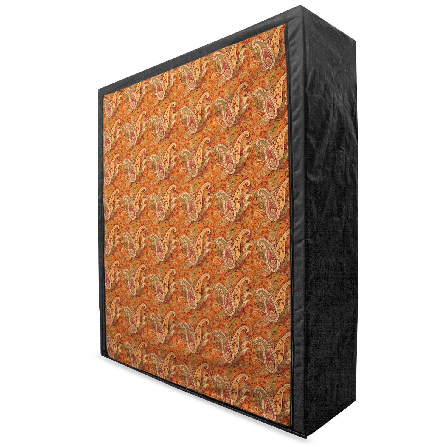 Ambesonne Orange Portable Fabric Wardrobe with Paisley Floral Design - 59