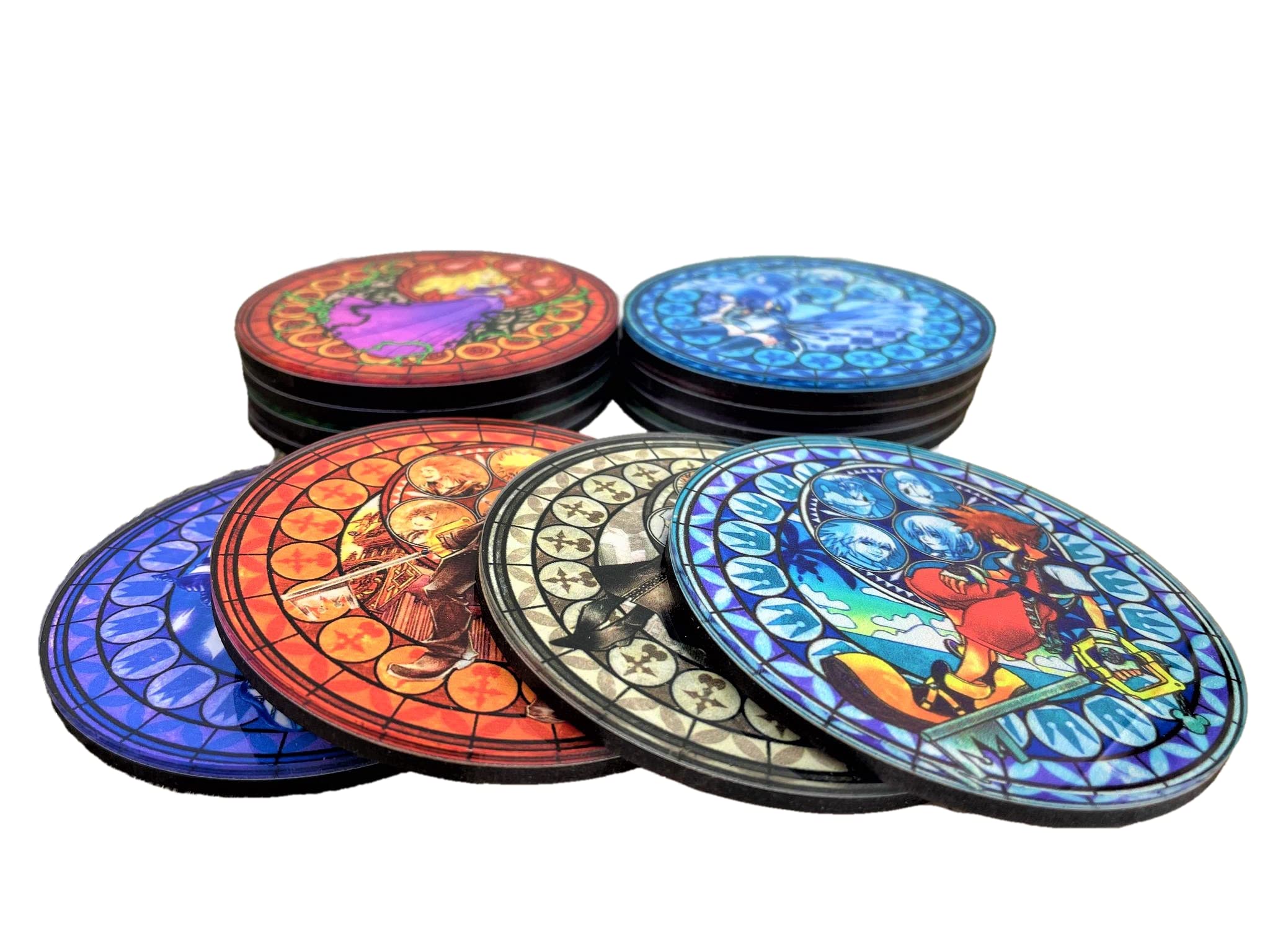 Premium Acrylic Gaming Coasters Set of 12 - Unique Gamer Gift for PC & Console Players - Kingdom Hearts, Wayfinder & More - Perfect for Game Rooms, Offices & Home Decor