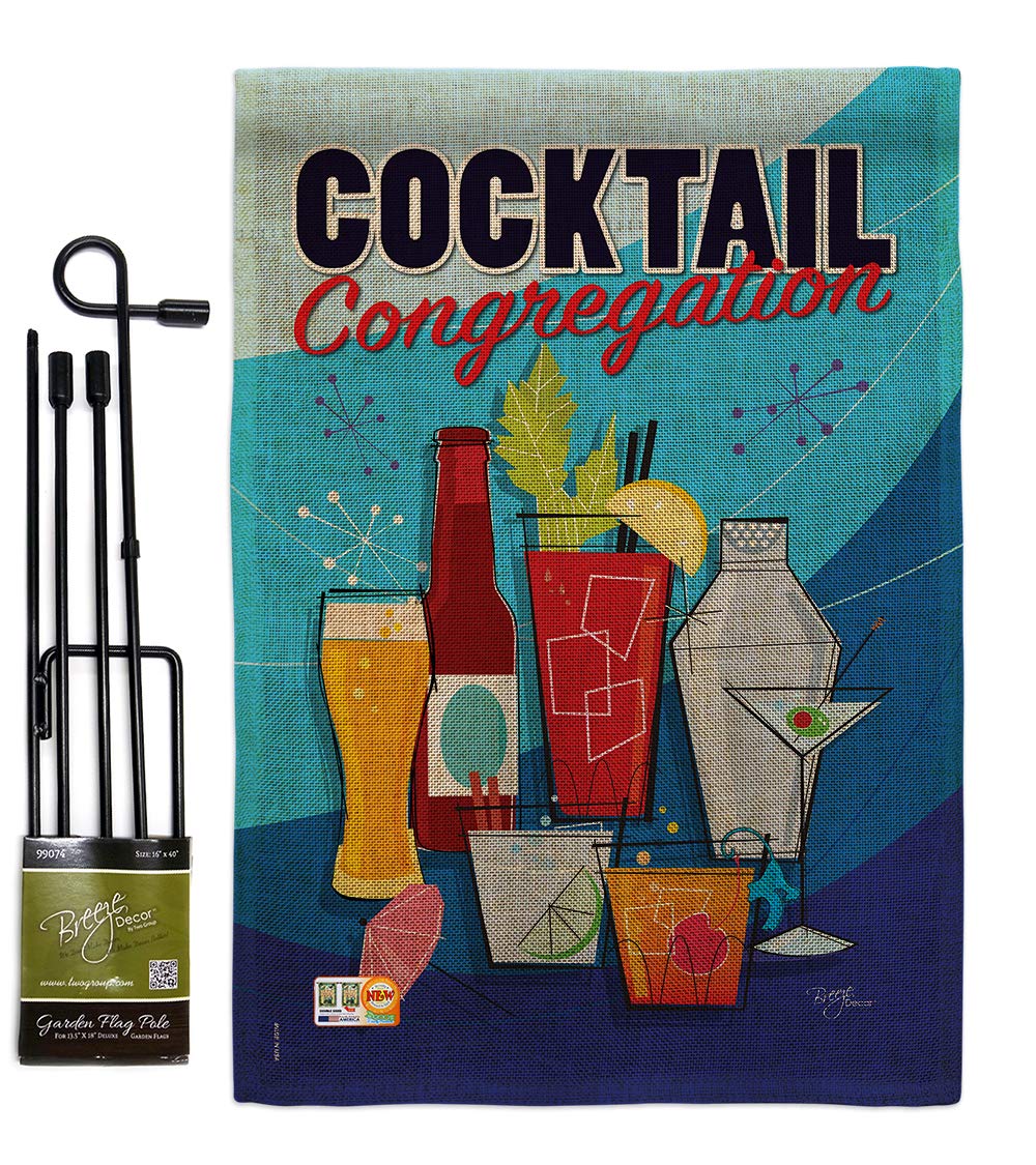 Tropical Cocktail Garden Flag Set - Double-Sided Summer Decor for Yard & Patio