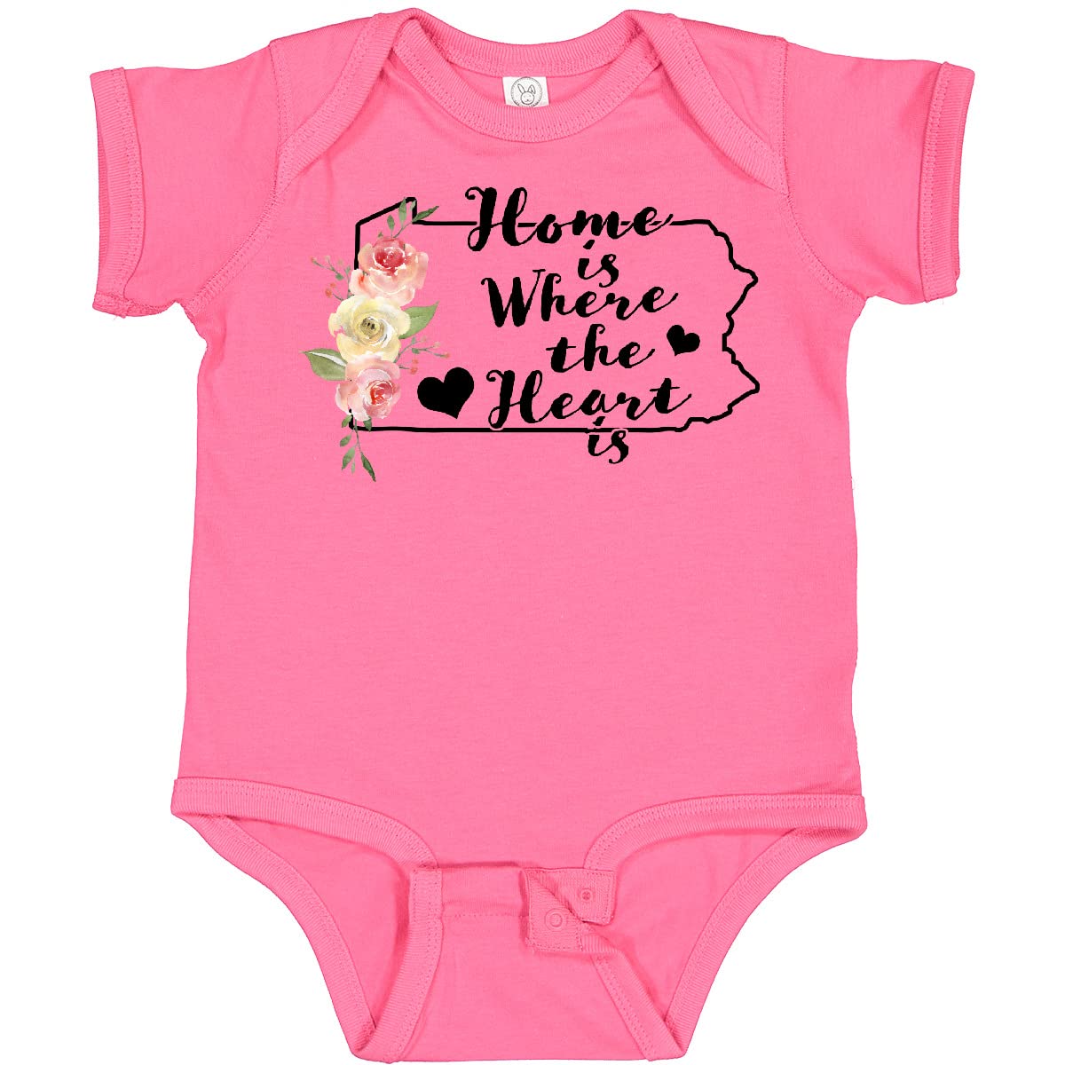 Inktastic Pennsylvania Home is Where The Heart is Watercolor Baby Bodysuit - Soft Cotton Infant Onesie for Newborns, Baby Showers & Family Photos
