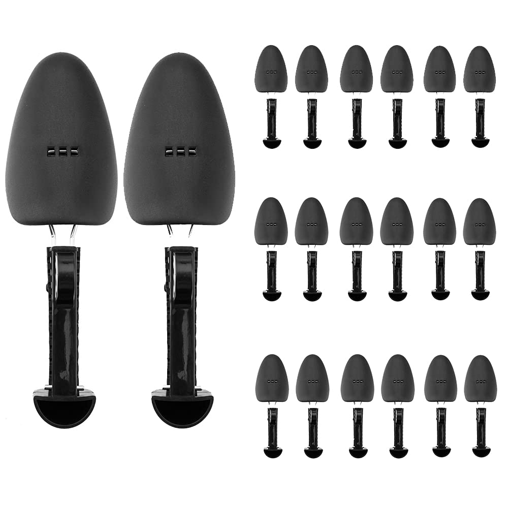 Adjustable Plastic Shoe Tree Stretchers for Men - Sneaker Shoe Trees with Length Adjustment (10-Pack, Black) | Travel Shoe Organizers & Sneaker Care for Daily Use, Storage & Shoe Maintenance