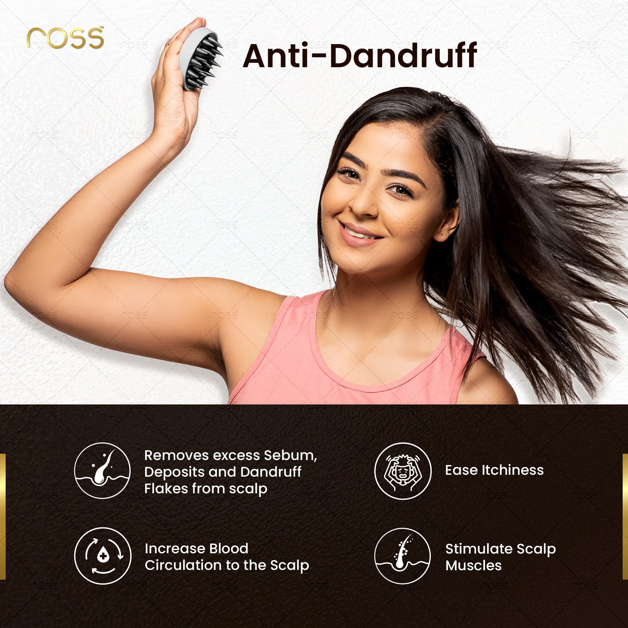 Ross Scalp Massager - Soft Bristle Shampoo Brush for Hair Care & Relaxation | Home & Salon Use