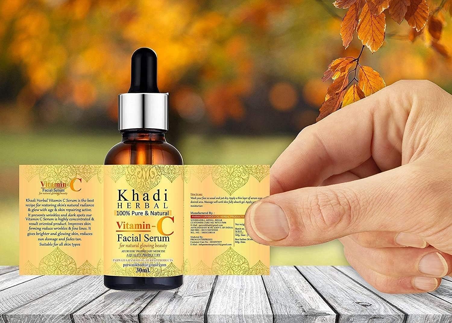 Herbigiri Vitamin C Serum with Hyaluronic Acid for Face - Brightening & Anti-Aging Facial Treatment - 30ml (1 Pack) - Perfect for Daily Skincare Routine & Achieving Radiant Glow