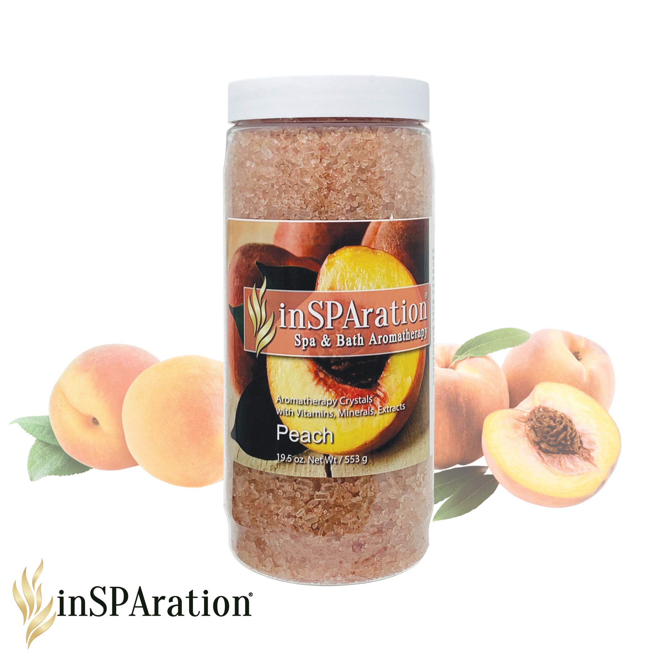 InSPAration Peach Crystals - 19oz for Spa & Hot Tubs - Relaxing Bath Soak