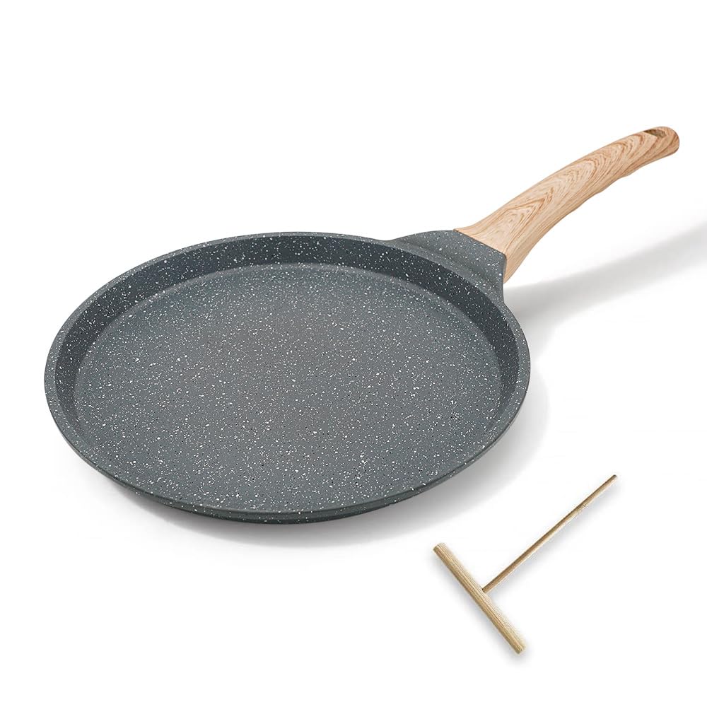 8 Inch Nonstick Crepe Pan - Perfect for Crepes, Omelettes, Tortillas, Pancakes, Dosa & Roti - Black | Ideal for Breakfast, Brunch & Indian Cooking
