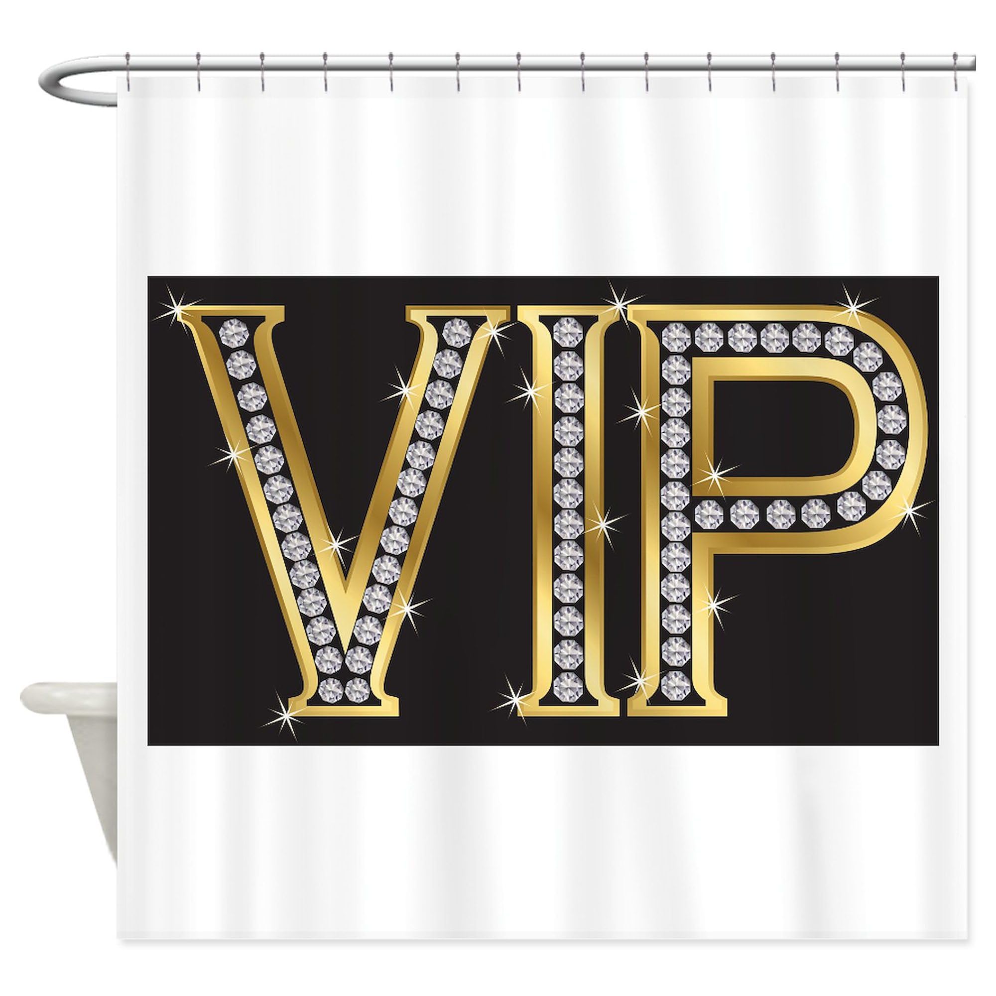 VIP Bling Decorative Fabric Shower Curtain by CafePress - Luxury Bathroom Decor for Modern Homes & Spa-Like Showers