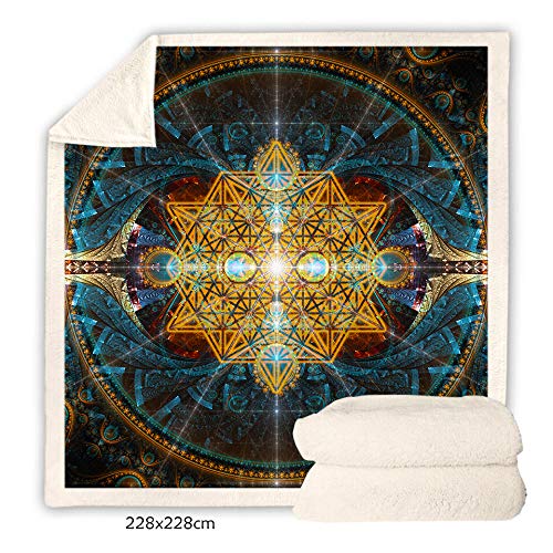 Sacred Geometry Sherpa Fleece Throw Blanket - Soft Spiritual Design for Meditation & Yoga - Large Cozy Blanket for Bed, Couch & Home Decor