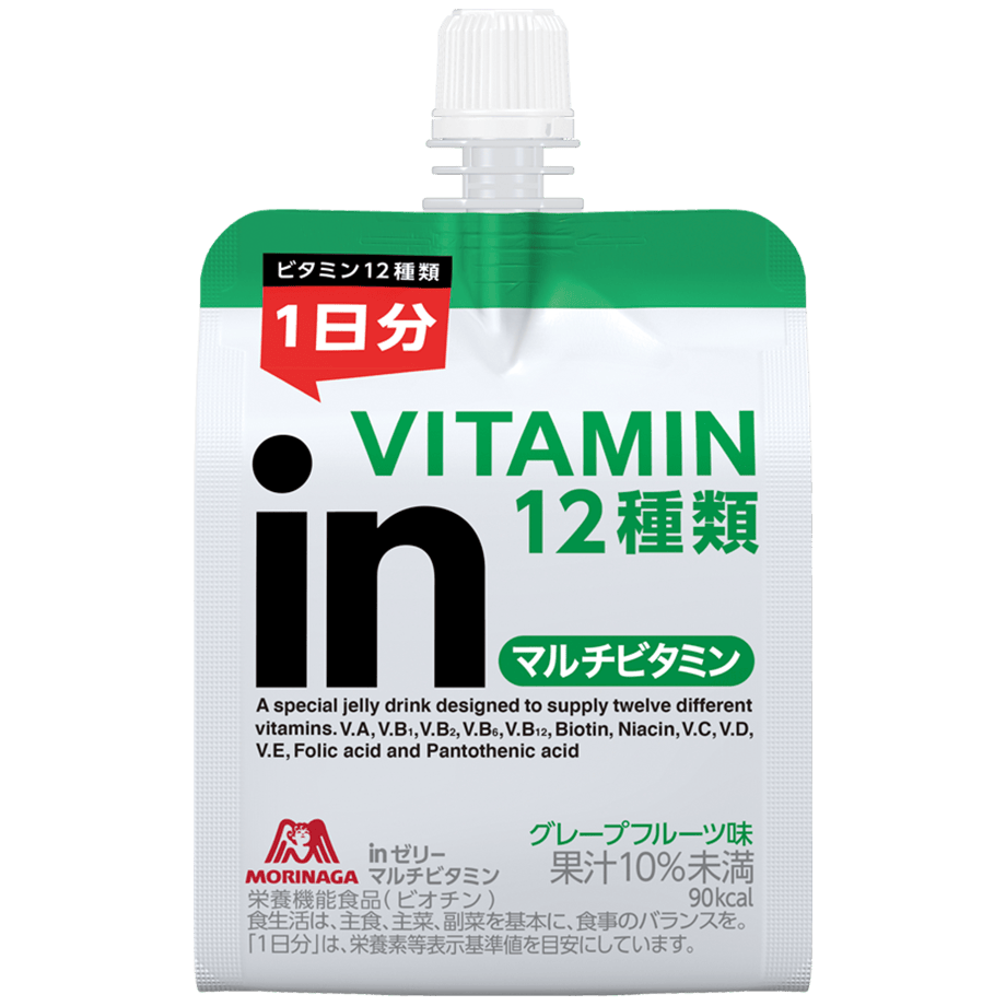 Morinaga In Jelly Multivitamin Drink Grapefruit Flavor 180g × 6 Pack - Delicious Vitamin Supplement for Kids & Adults, Perfect for School Lunch, Office Snack & Travel