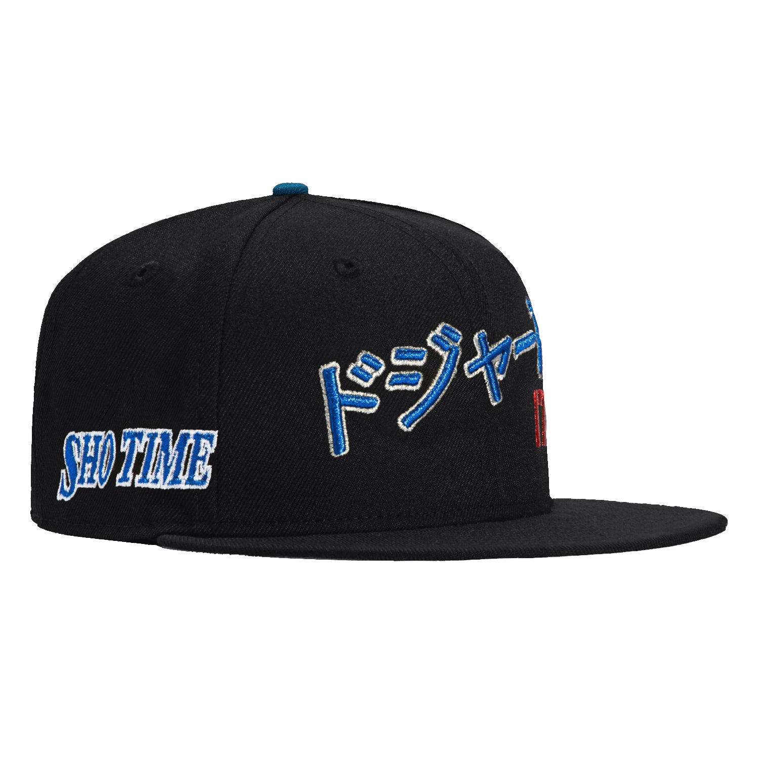 New Era 59Fifty LA Dodgers Snapback Hat with Shotime Patch & Kanji Script - Black Baseball Cap for Men & Women - Perfect for Baseball Games, Streetwear & Casual Outfits