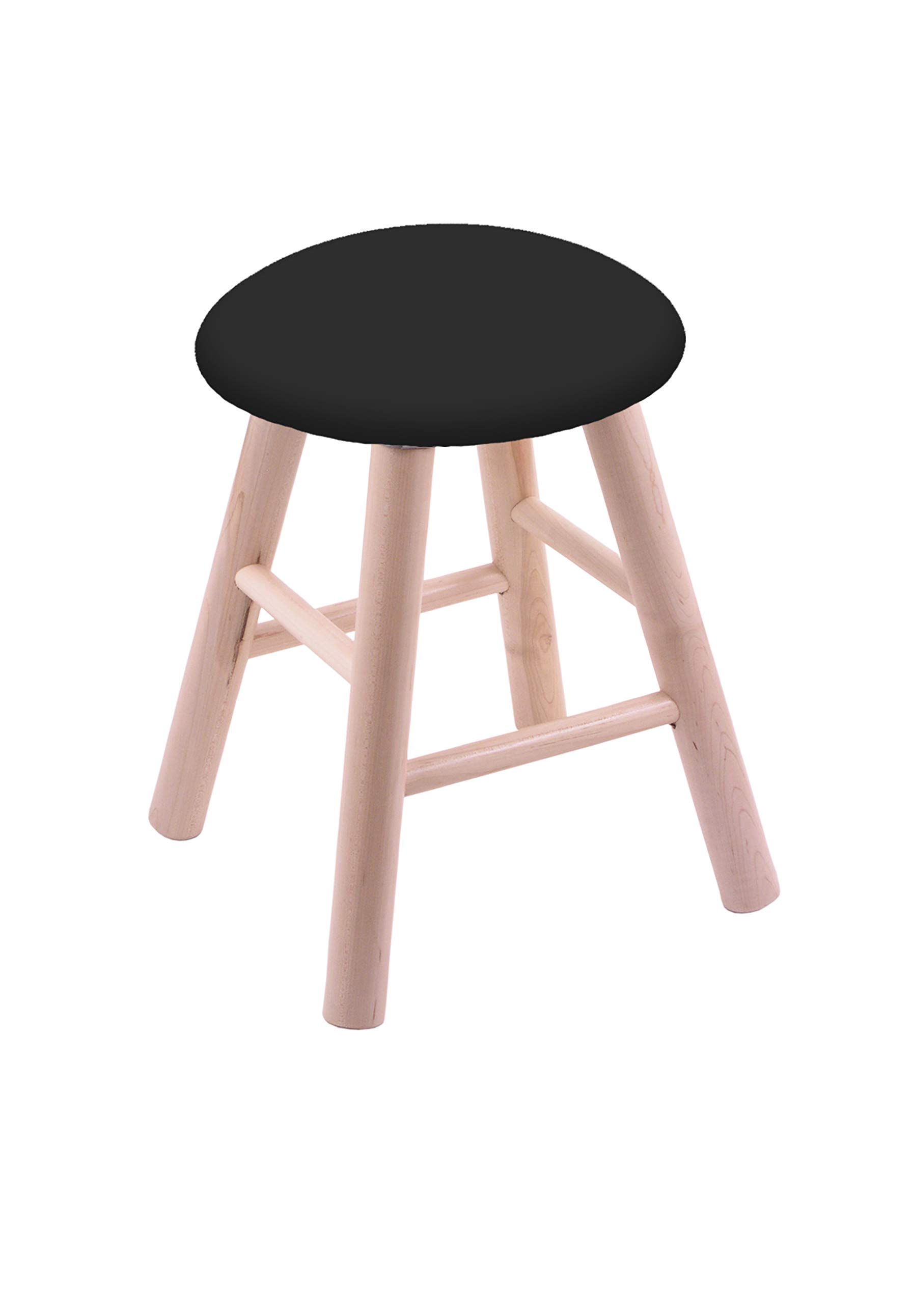 Natural Maple Vanity Stool with Black Vinyl Seat - Elegant Makeup Stool for Bedroom, Dressing Room & Bathroom - Perfect Vanity Bench for Women's Beauty Area