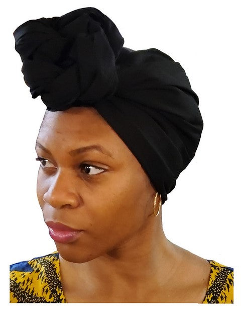 Stylish Black Cotton African Head Wrap - Fashionable Hair Accessory for Women, Perfect for Everyday Wear, Parties & Cultural Events