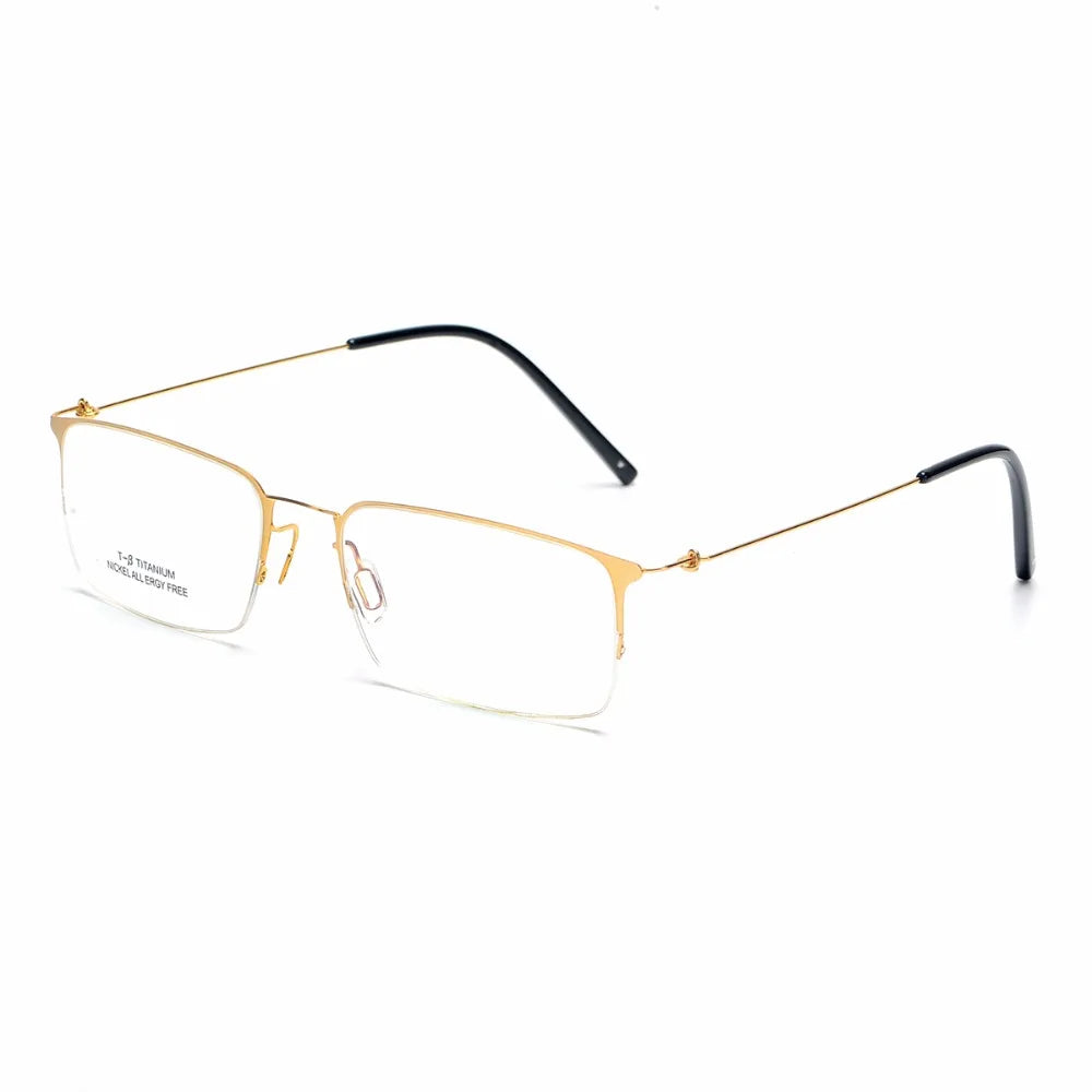 Aimee Men's Semi Rimless Square Titanium Eyeglasses Frame 1655 - Lightweight Durable Glasses for Work, Reading & Fashion