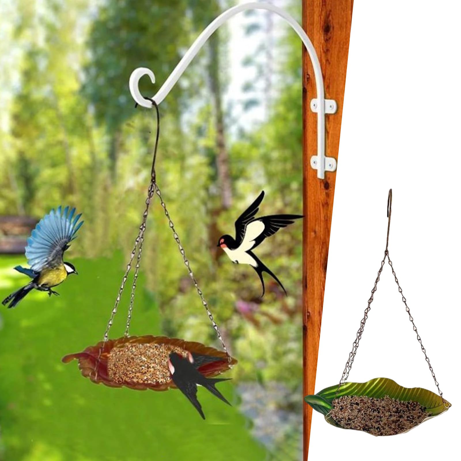 Fufafayo Hanging Bird Feeder - Durable Metal Mesh Platform Bird Feeder for Outdoor Garden & Yard - Attracts Wild Birds - Perfect for Backyard Bird Watching & Nature Lovers