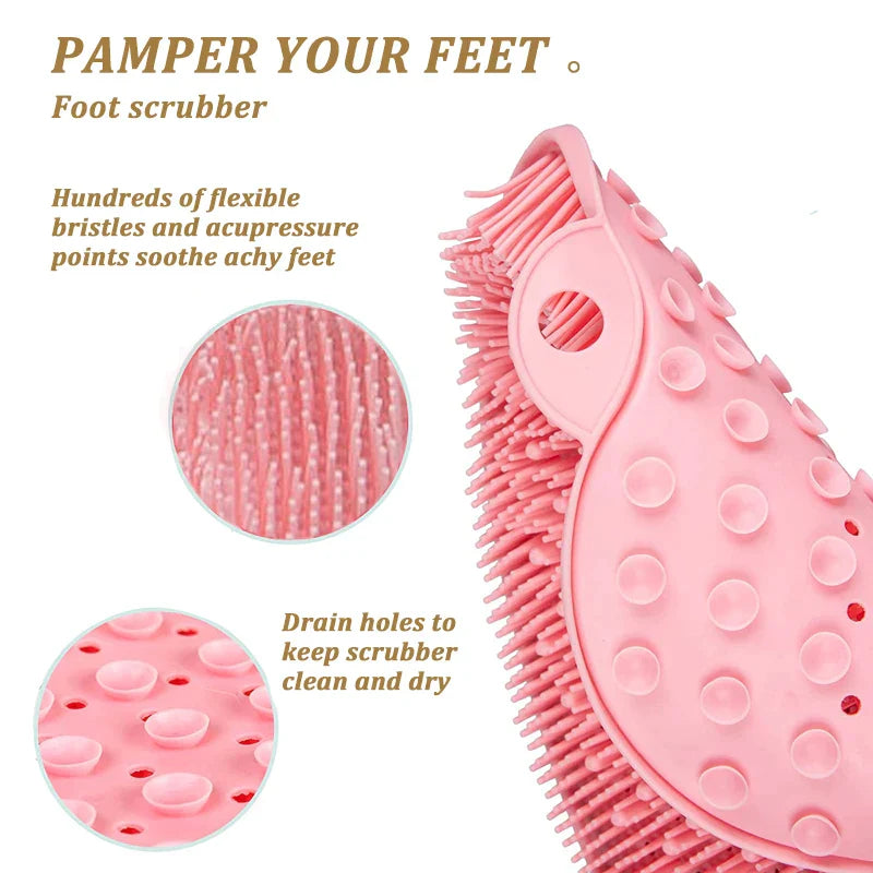 Non-Slip Silicone Back Scrubber for Shower & Bath - Exfoliating Body Brush with Long Handle for Deep Cleansing & Skin Care - Perfect for Spa, Home Bathroom & Gift