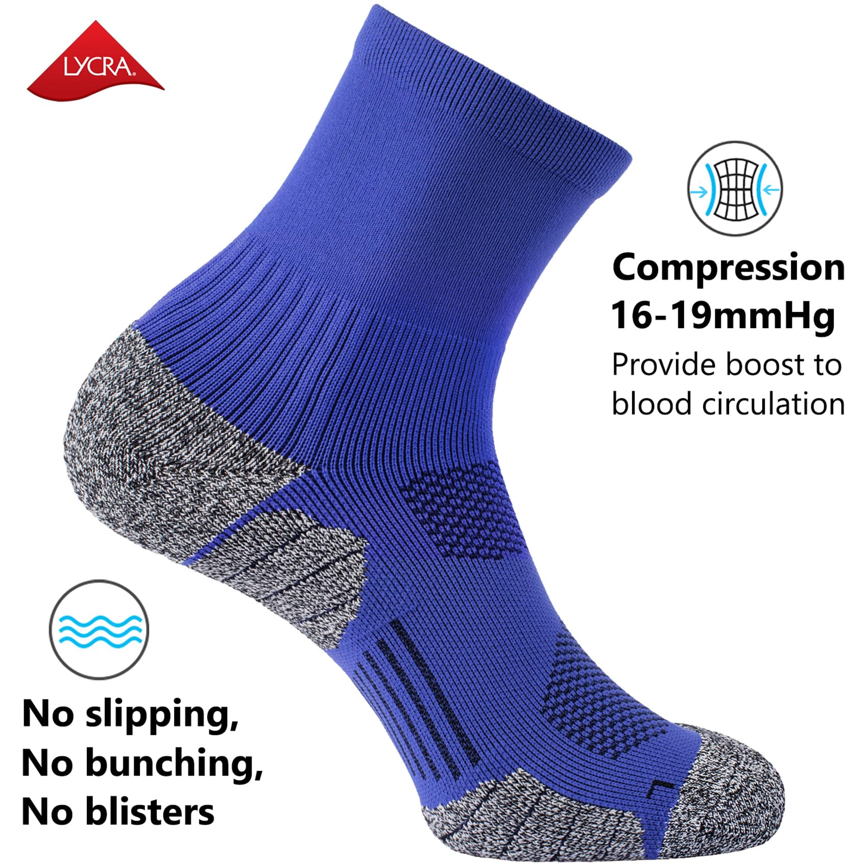 CWVLC Compression Athletic Quarter Socks for Men & Women - Breathable Cushioned Support Socks for Running, Basketball & Workout - Enhanced Performance & Comfort