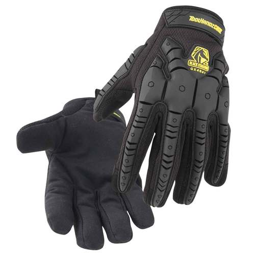 Black Stallion ToolHandz Core Synthetic Leather Palm TPR Impact Mechanic's Gloves GX4541 BK - Durable Work Gloves for Automotive Repair, Construction & Heavy Duty Tasks