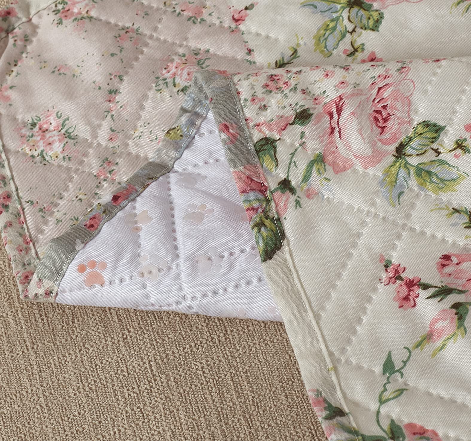 Traditional Rose and Sage Patchwork Couch Cover - Quilted Loveseat Slipcover 54