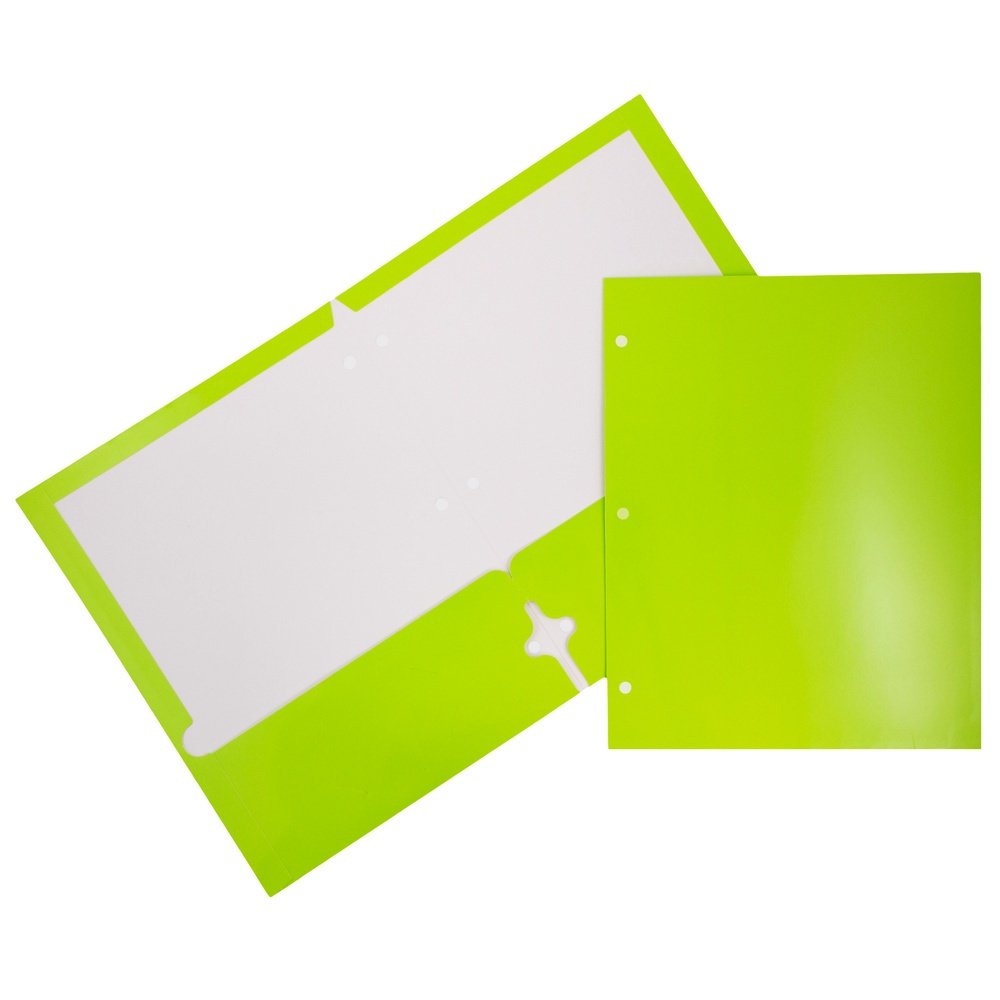 Laminated 3 Hole Punch School Folders - Letter Size - Bulk 100/Box for Classroom & Office