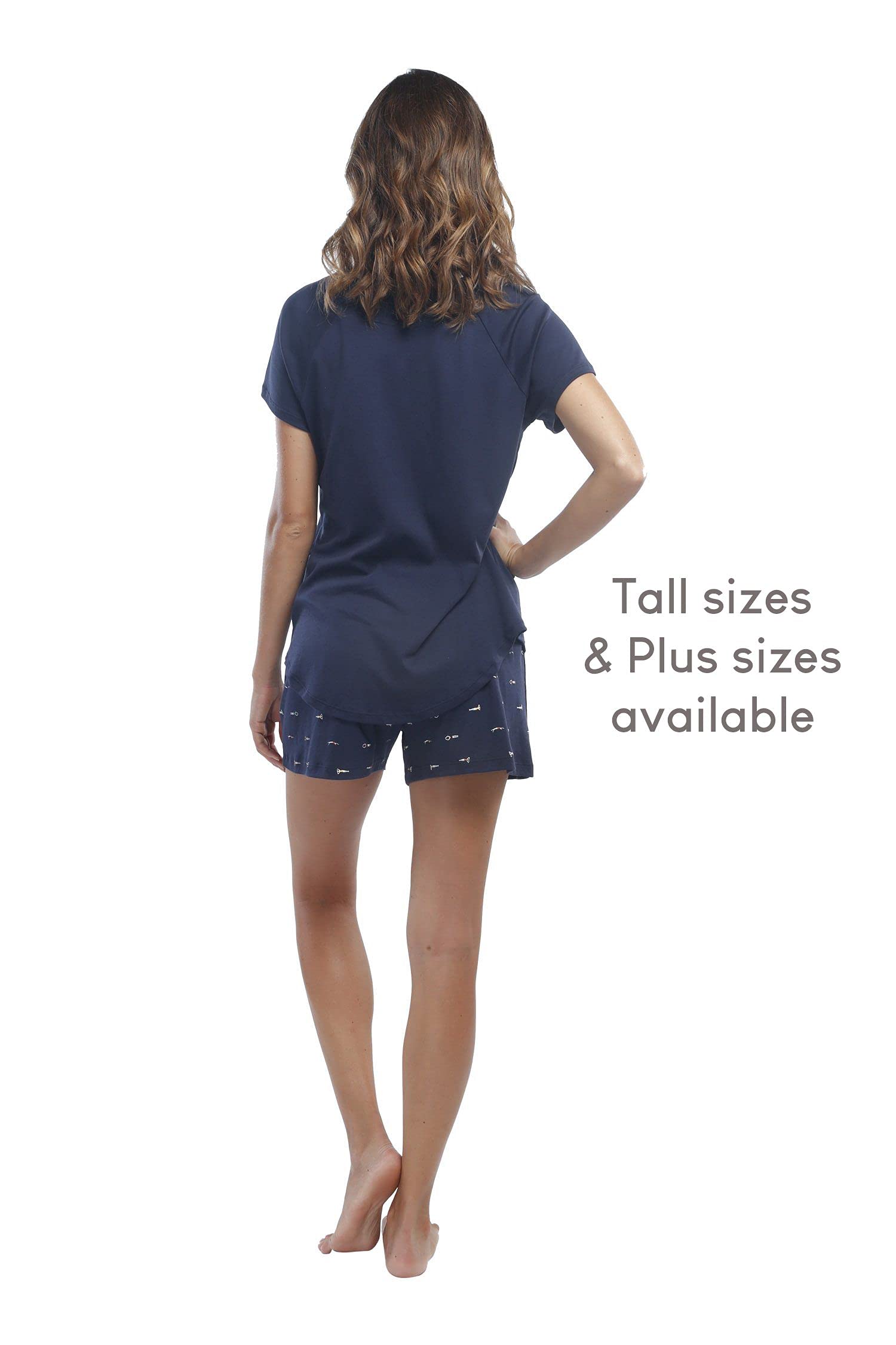 Premium Pima Cotton Women's Pajama Set - Ultra Soft Sleepwear Shorts & T-Shirt Comfy Lounge Outfit for Bedtime, Relaxing at Home & Summer Nights