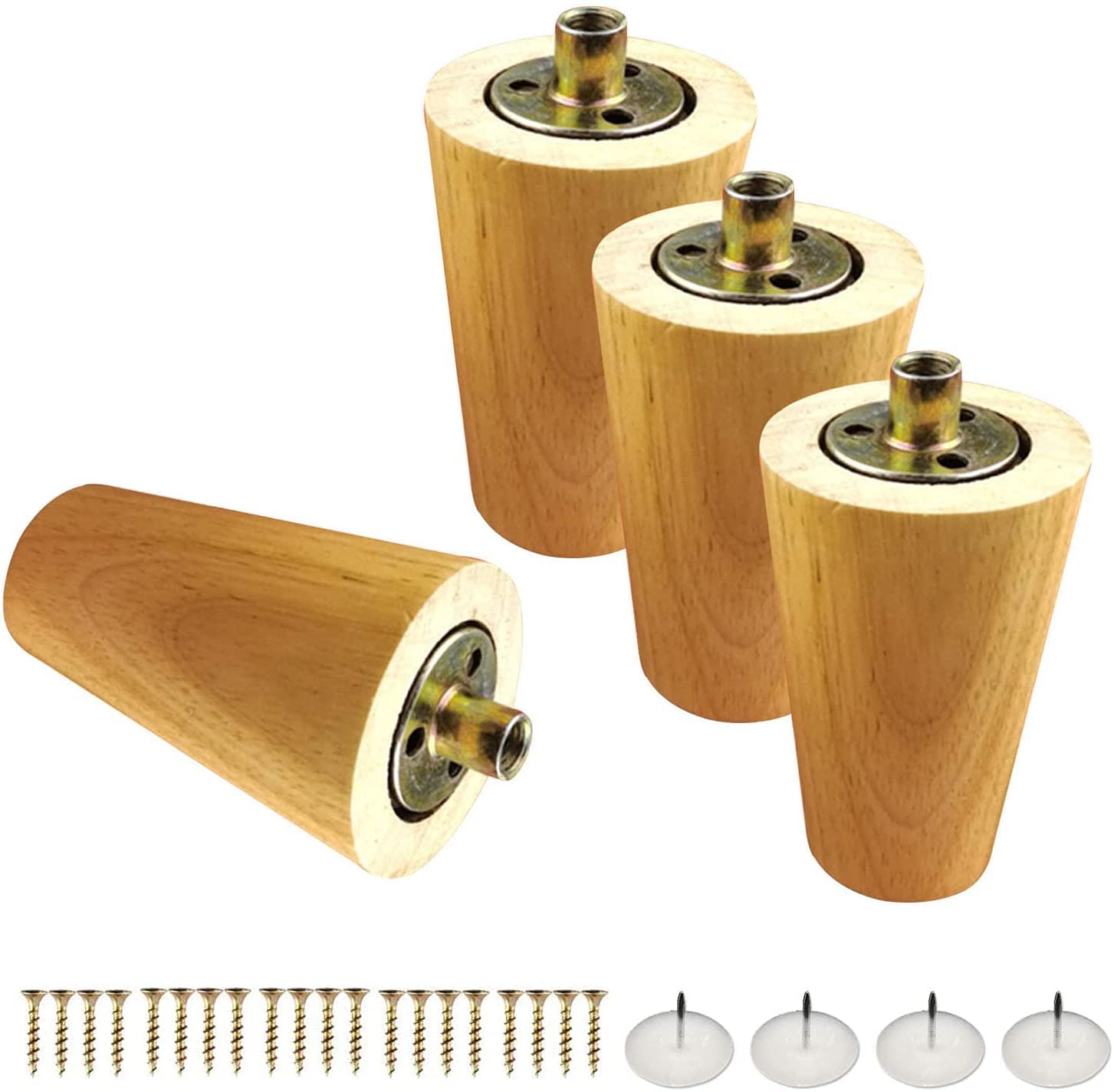 YOPOIY Set of 4 Solid Wood Tapered Furniture Legs - 11.8 Inch Sofa Legs, Table Legs with Mounting Plate & Screws - Replacement Feet for Chairs, Couches, Cabinets & Ottomans - Perfect for Home Office & Living Room Furniture Upgrade